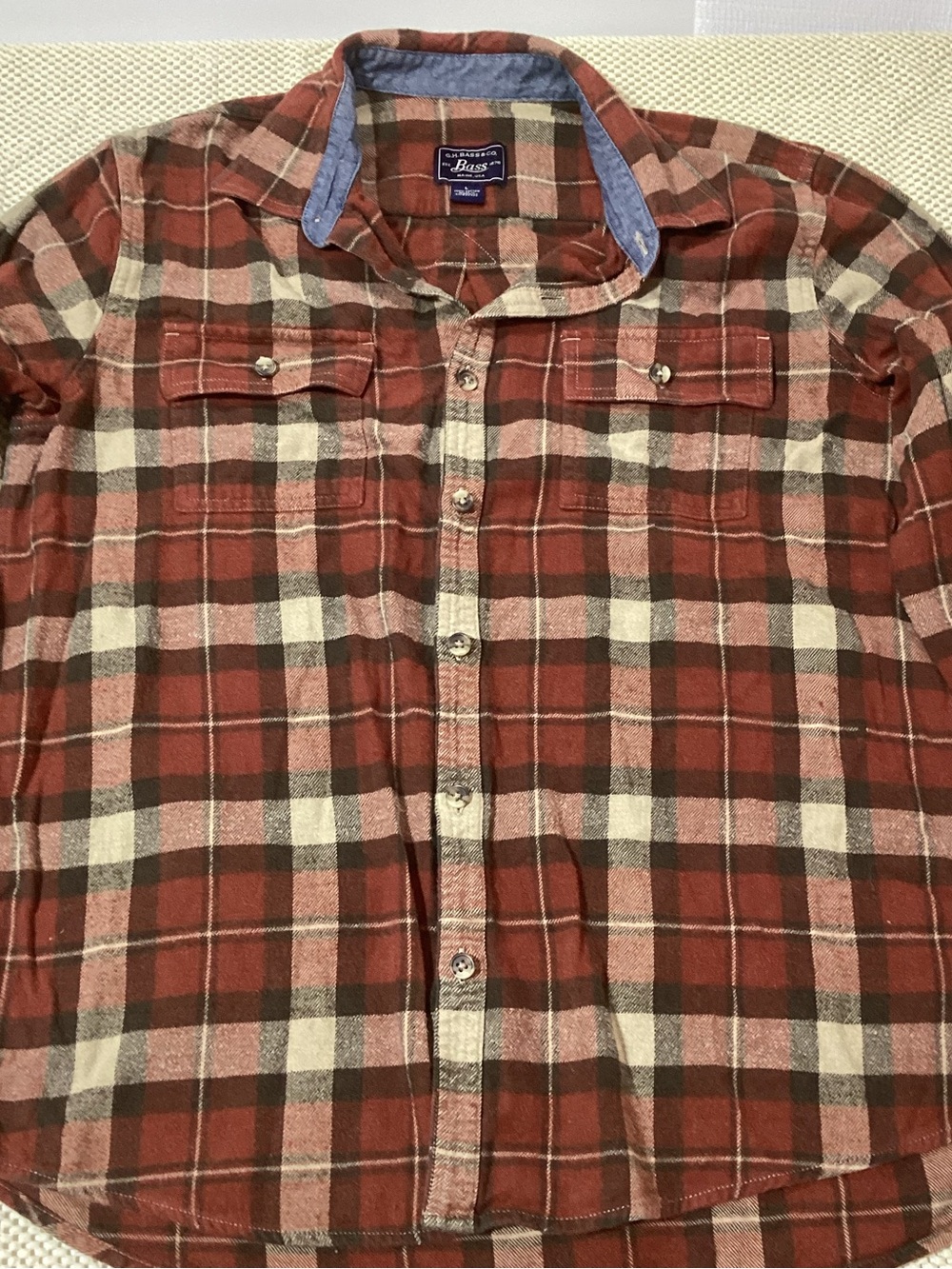 G.H. Bass & Co. Red and Cream Plaid Button-Down Shirt